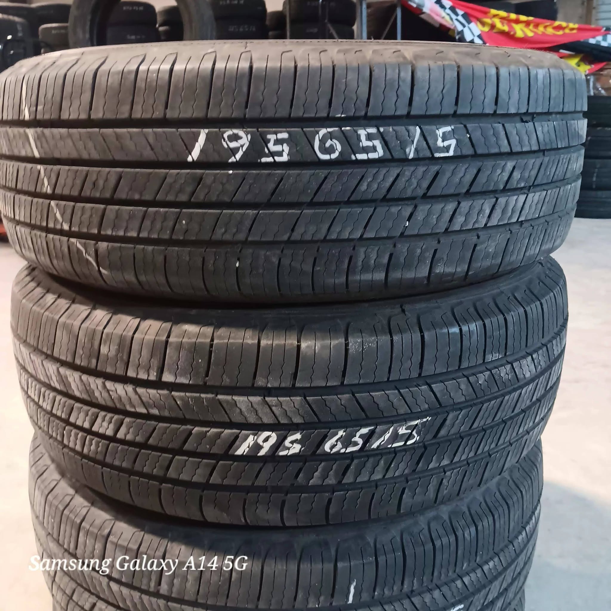 Close up of tire sizes